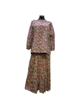 Buru 2-Piece Floral Blouse & Maxi Skirt Set Multi-Color XL